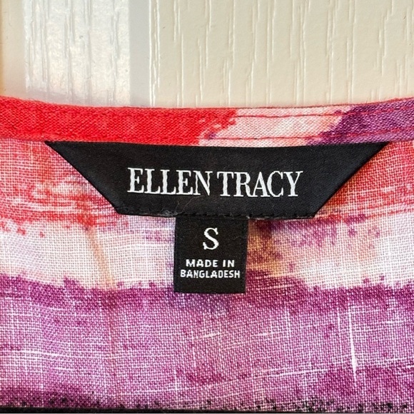 Ellen Tracy Linen Sleeveless Striped Orange Purple Tunic Top Small - Picture 8 of 11